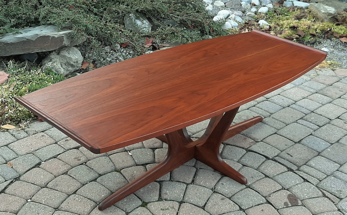 REFINISHED MCM Walnut Surfboard Coffee Table by Deilcraft 54", PERFECT