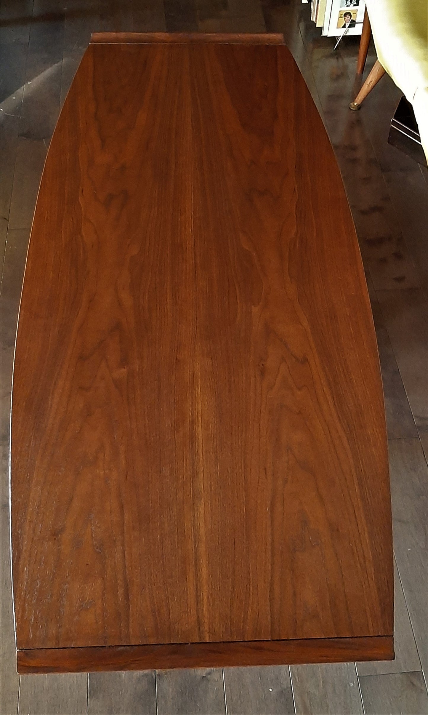 REFINISHED MCM Walnut Surfboard Coffee Table by Deilcraft 54", PERFECT