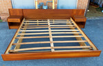REFINISHED Mid Century Modern Teak King Bed w 2 Nightstands 2