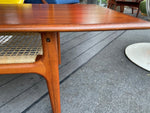 REFINISHED Danish Mid Century Modern XL Teak Coffee Table with Cane Shelf by Trioh 4