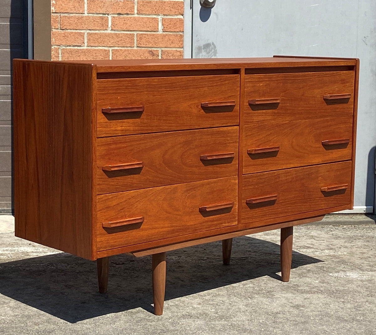 REFINISHED MCM Teak Dresser w 6 Drawers 48.5