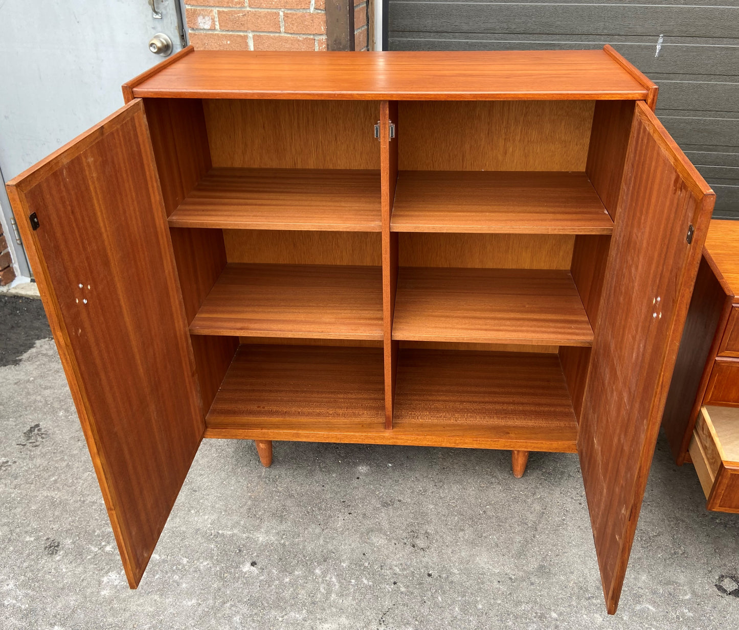 REFINISHED MCM Teak dresser, highboy & Queen platform bed w floating nightstands