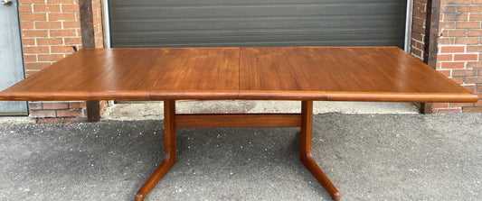 REFINISHED Mid Century Modern Teak Dining Table w 2 Leaves, 62"-100", Perfect