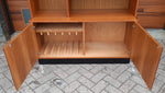 RESTORED Mid Century Modern teak tall cabinet with open and closed storage W48