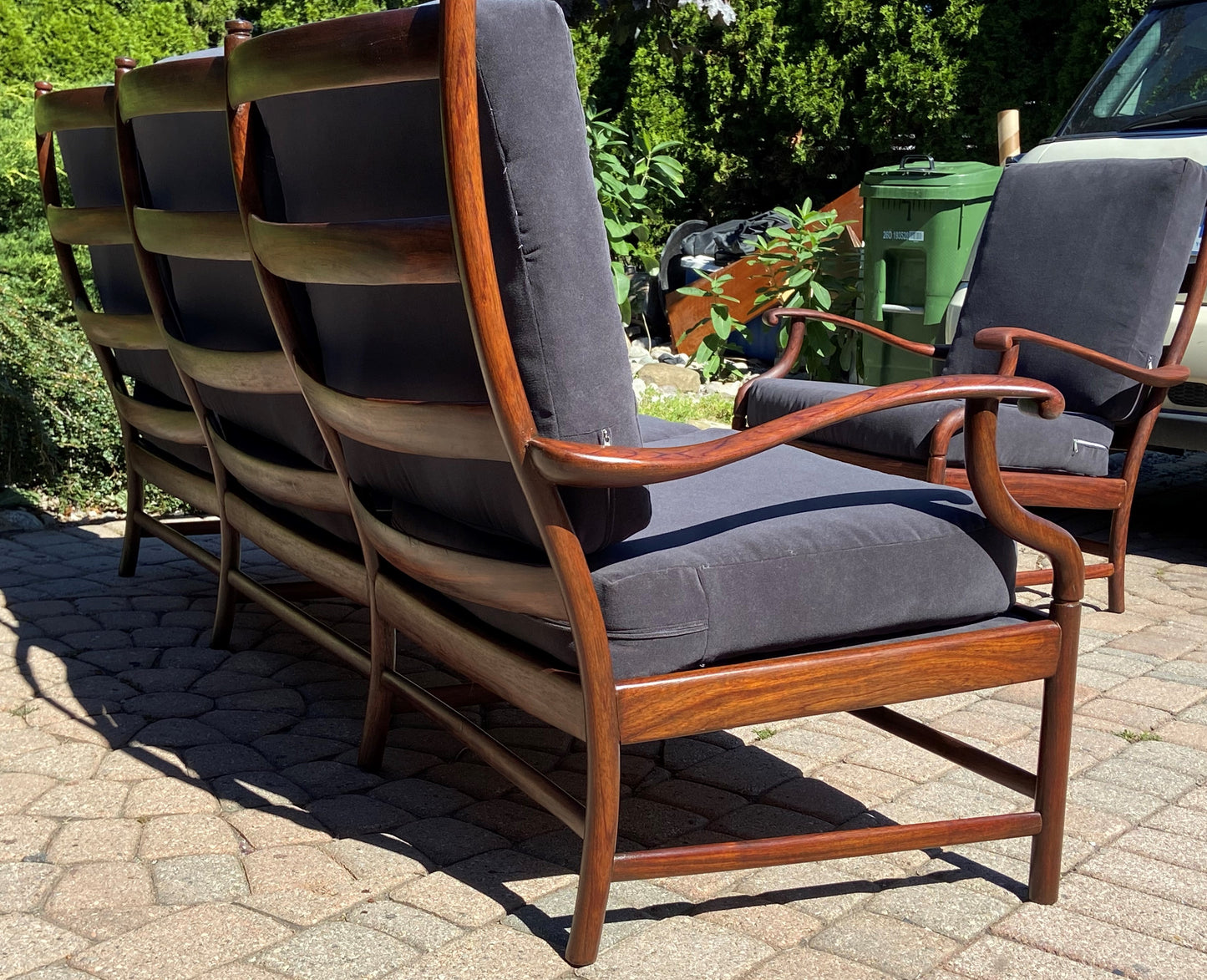 REFINISHED REUPHOLSTERED Mid Century Modern Rosewood Sofa (part of the set)