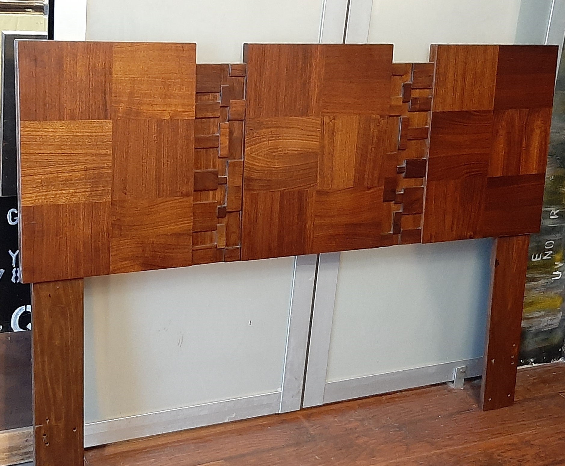 REFINISHED MCM Brutalist Mosaic Headboard by Lane for double or queen bed, PERFECT - Mid Century Modern Toronto
