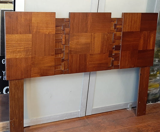 REFINISHED MCM Brutalist Mosaic Headboard by Lane for double or queen bed, PERFECT - Mid Century Modern Toronto