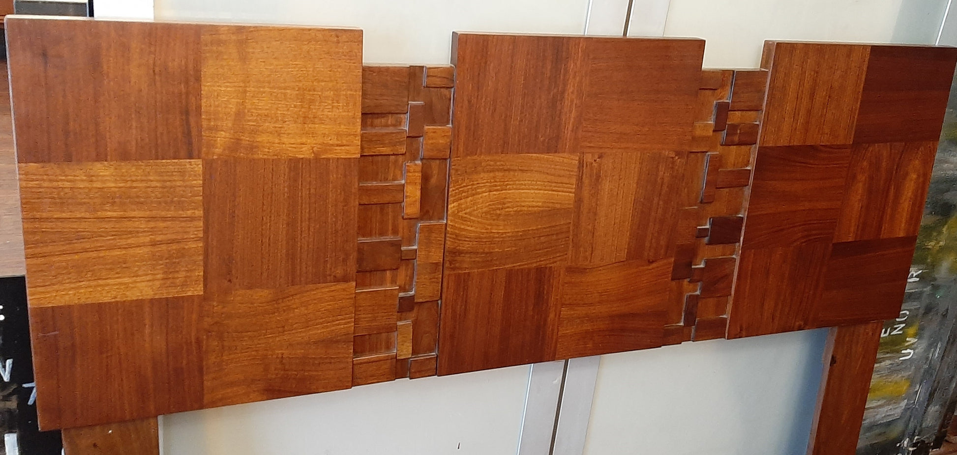 REFINISHED MCM Brutalist Mosaic Headboard by Lane for double or queen bed, PERFECT - Mid Century Modern Toronto
