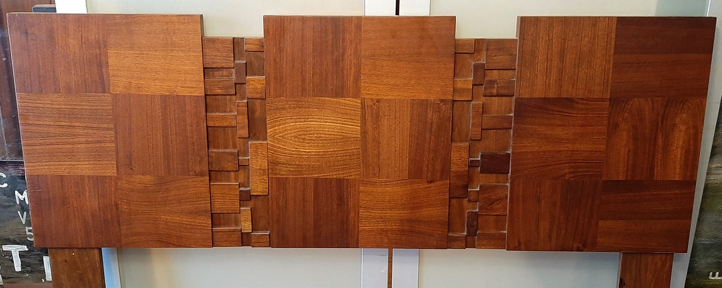 REFINISHED MCM Brutalist Mosaic Headboard by Lane for double or queen bed, PERFECT - Mid Century Modern Toronto