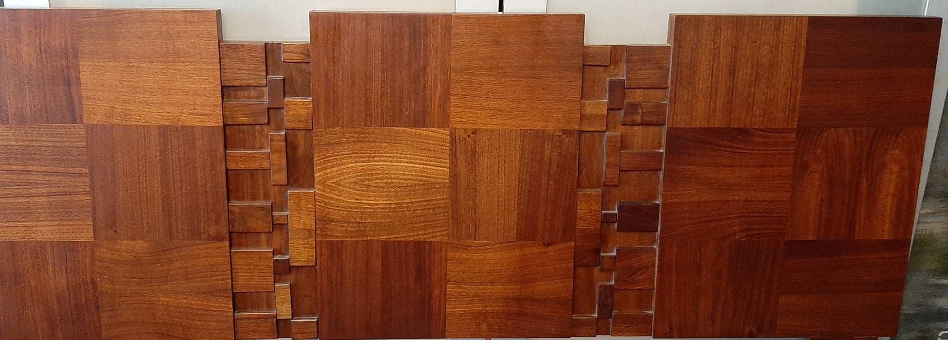REFINISHED MCM Brutalist Mosaic Headboard by Lane for double or queen bed, PERFECT - Mid Century Modern Toronto