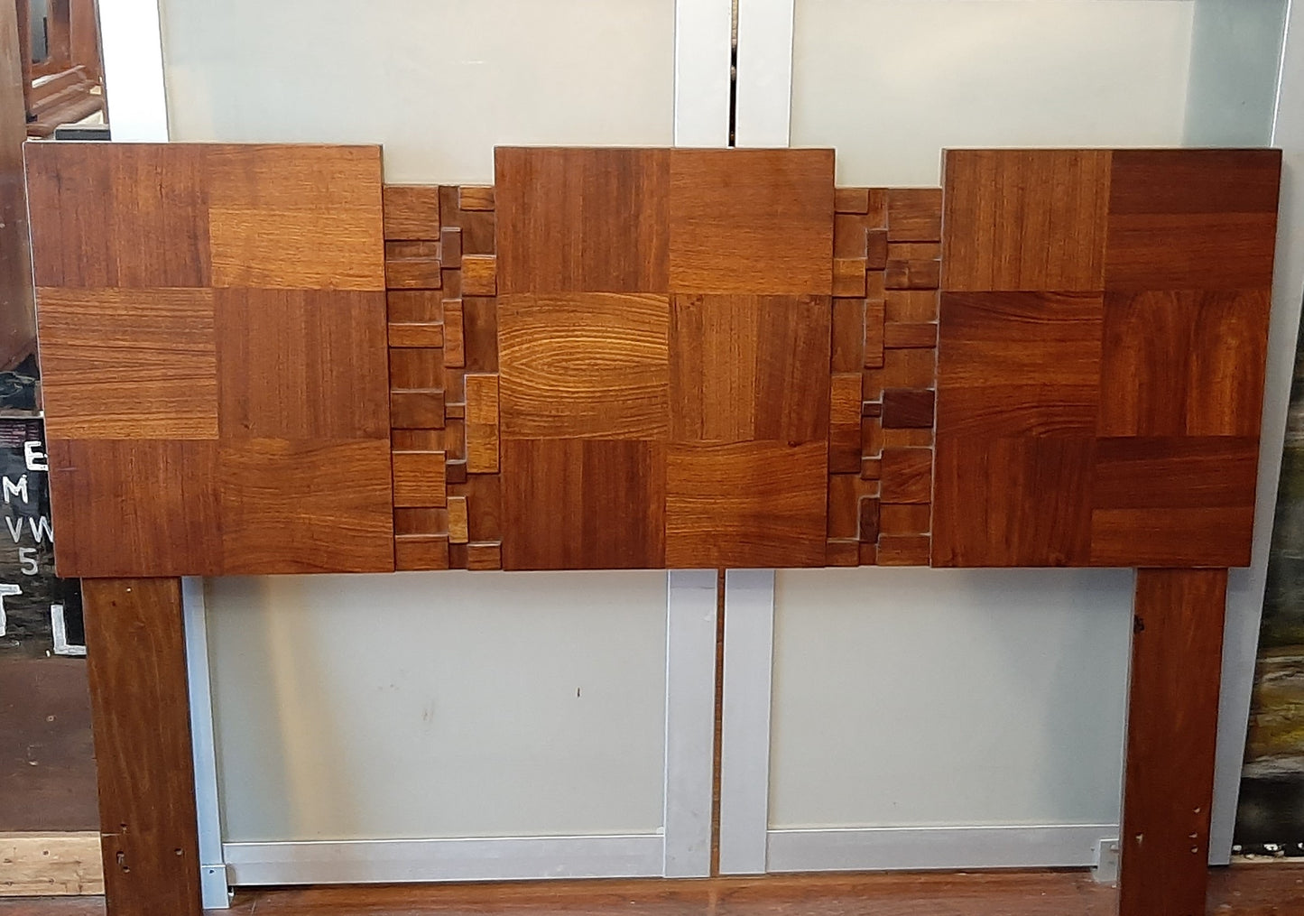 REFINISHED MCM Brutalist Mosaic Headboard by Lane for double or queen bed, PERFECT - Mid Century Modern Toronto