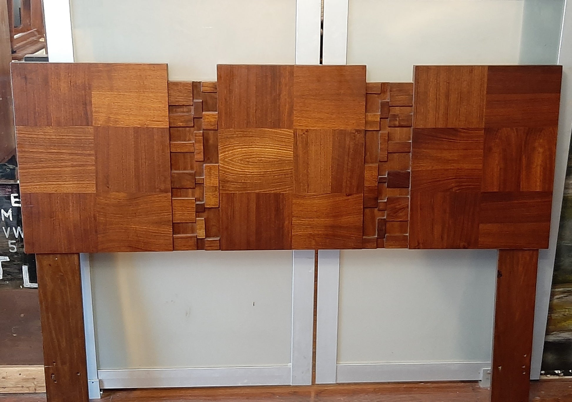 REFINISHED MCM Brutalist Mosaic Headboard by Lane for double or queen bed, PERFECT - Mid Century Modern Toronto