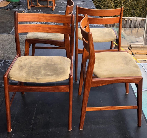 4 Danish MCM Teak Chairs by Boltinge RESTORED will be REUPHOLSTERED in your choice of fabric, each $245 - Mid Century Modern Toronto