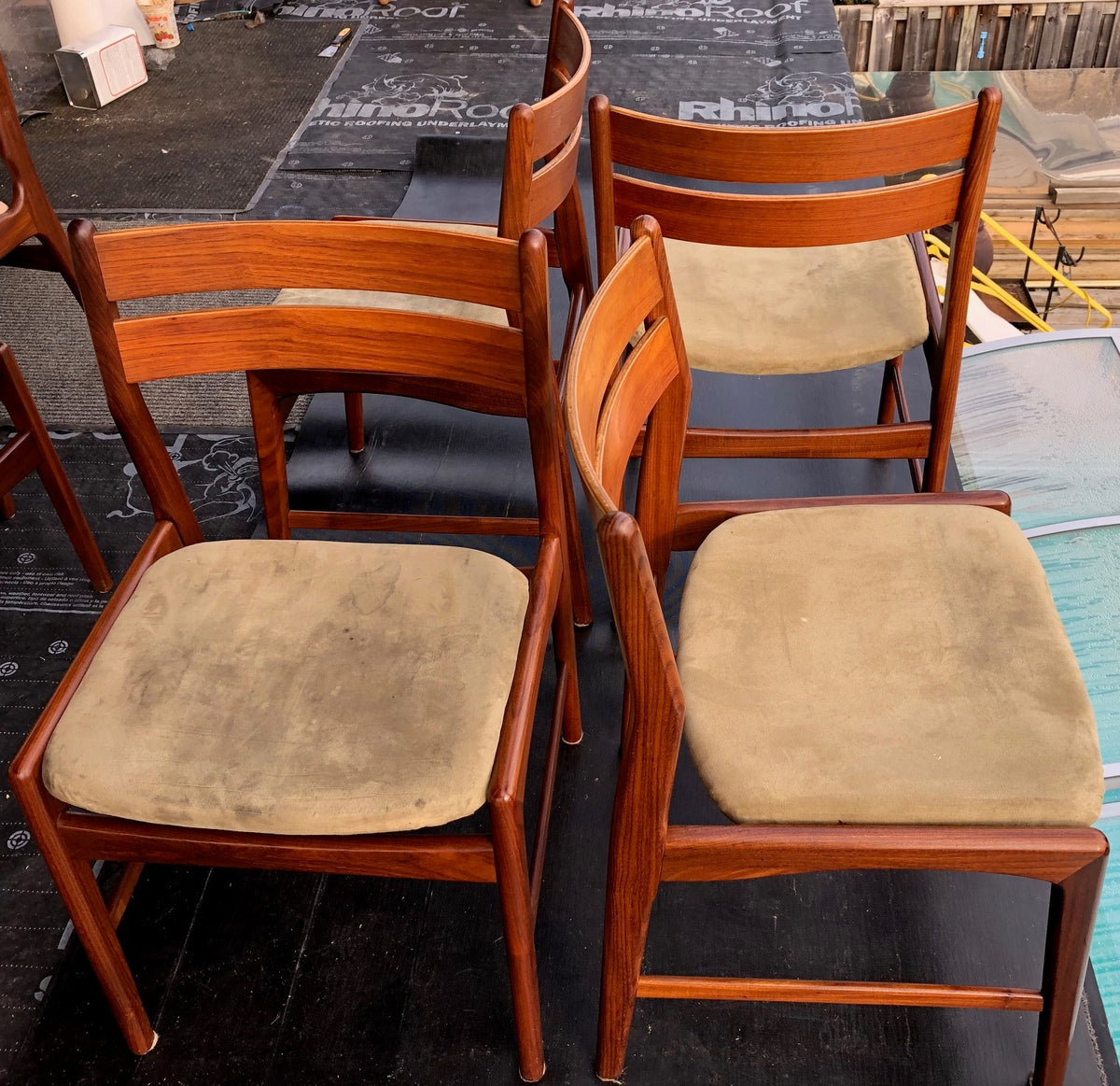 4 Danish MCM Teak Chairs by Boltinge RESTORED REUPHOLSTERED, each $245 - Mid Century Modern Toronto