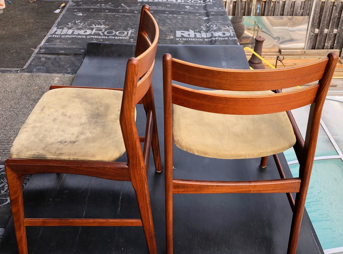 4 Danish MCM Teak Chairs by Boltinge RESTORED will be REUPHOLSTERED in your choice of fabric, each $245 - Mid Century Modern Toronto