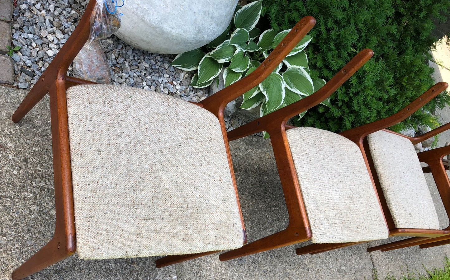 4 MCM Teak Chairs by Johannes Andersen RESTORED will be REUPHOLSTERED for you, each $245 - Mid Century Modern Toronto
