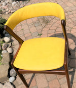 Danish MCM Teak Chair by Kai Kristiansen, model T21 REFINISHED REUPHOLSTERED in yellow leather - Mid Century Modern Toronto 5