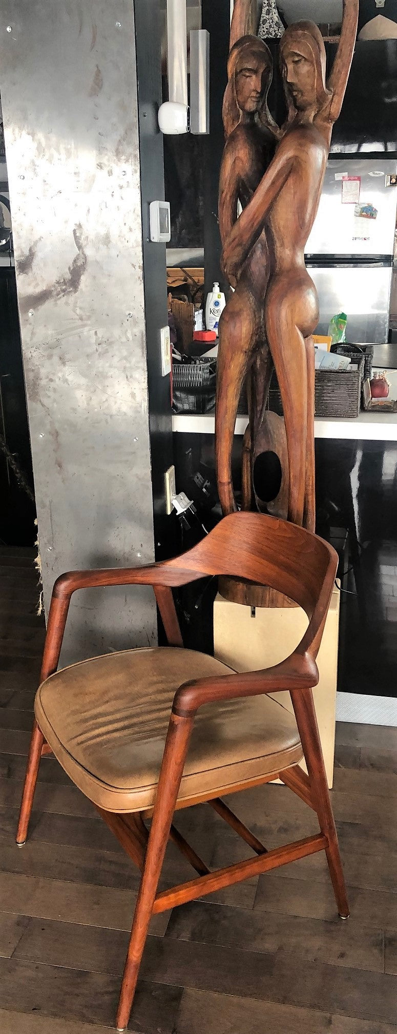 A pair REFINISHED MCM Walnut Sculptural Armchairs by WH Gunlocke, GORGEOUS, each chair $899 - Mid Century Modern Toronto