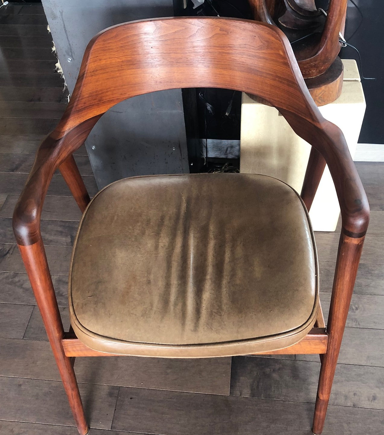 A pair REFINISHED MCM Walnut Sculptural Armchairs by WH Gunlocke, GORGEOUS, each chair $899 - Mid Century Modern Toronto