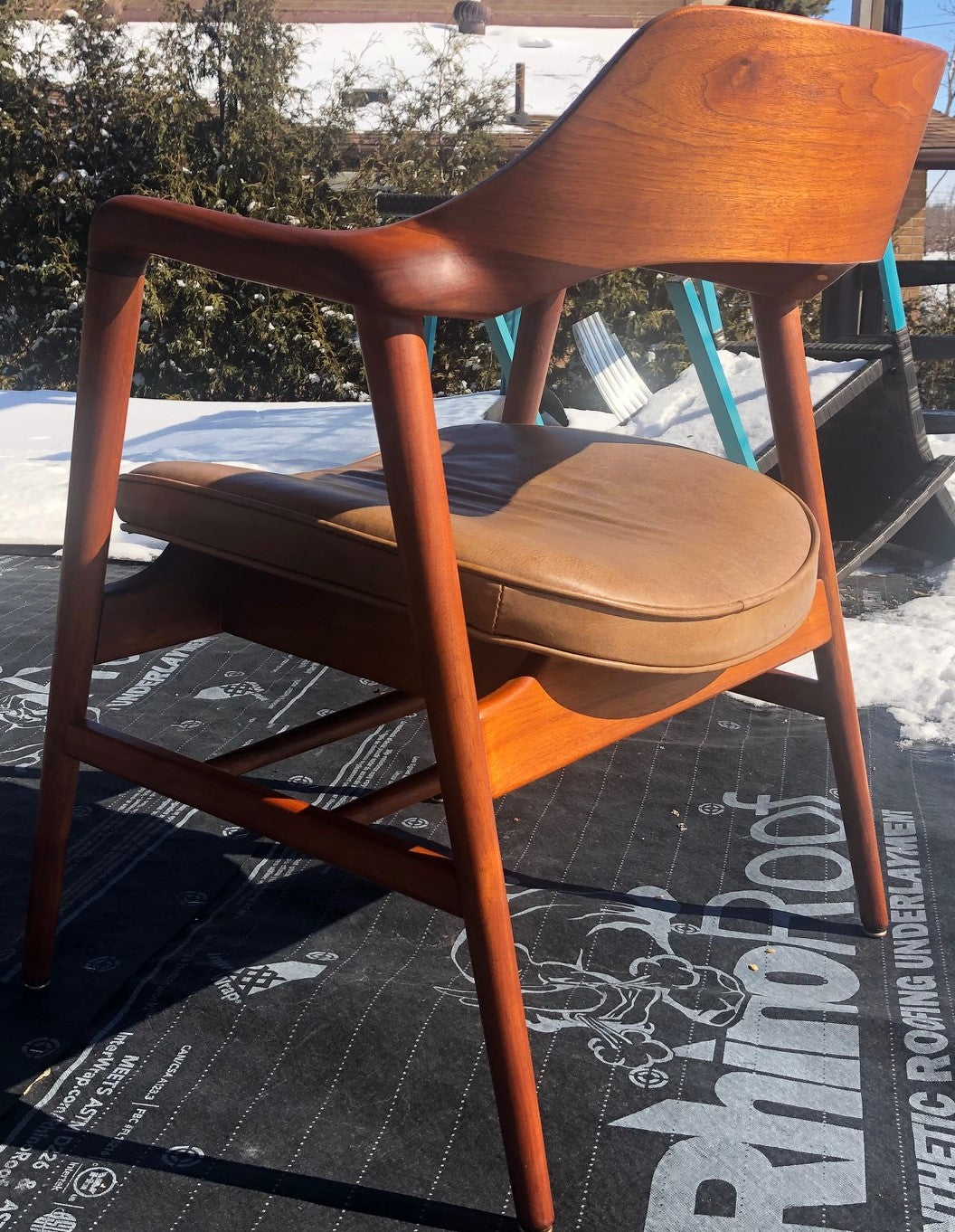 A pair REFINISHED MCM Walnut Sculptural Armchairs by WH Gunlocke, GORGEOUS, each chair $899 - Mid Century Modern Toronto