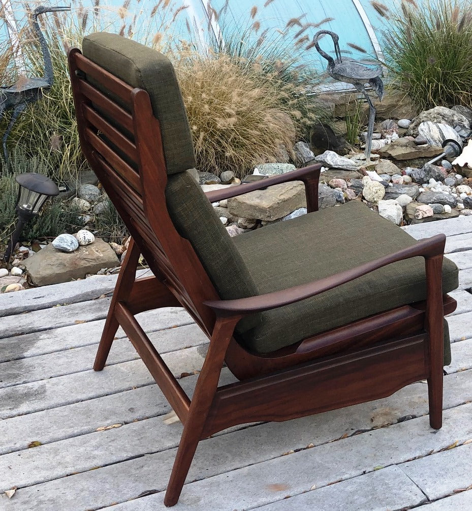 RESERVED  ---REFINISHED MCM High Back Lounge Chair Reclining, perfect- cushions will be CUSTOM made just for you - Mid Century Modern Toronto