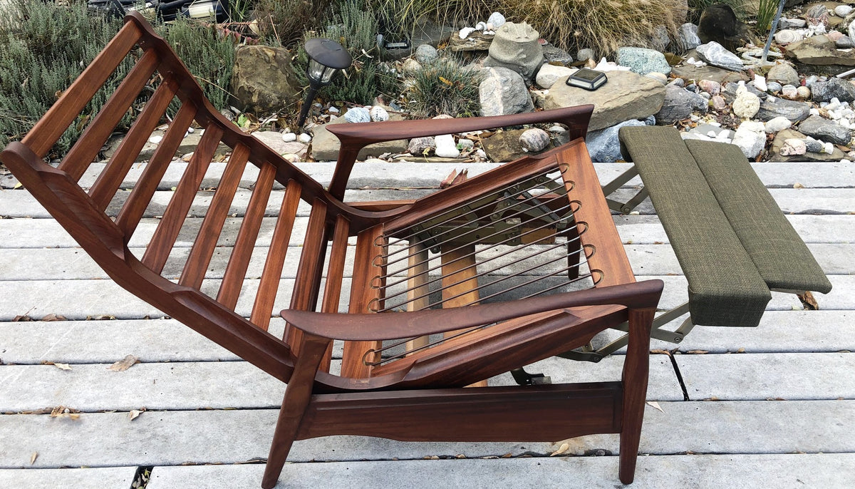 RESERVED  ---REFINISHED MCM High Back Lounge Chair Reclining, perfect- cushions will be CUSTOM made just for you - Mid Century Modern Toronto