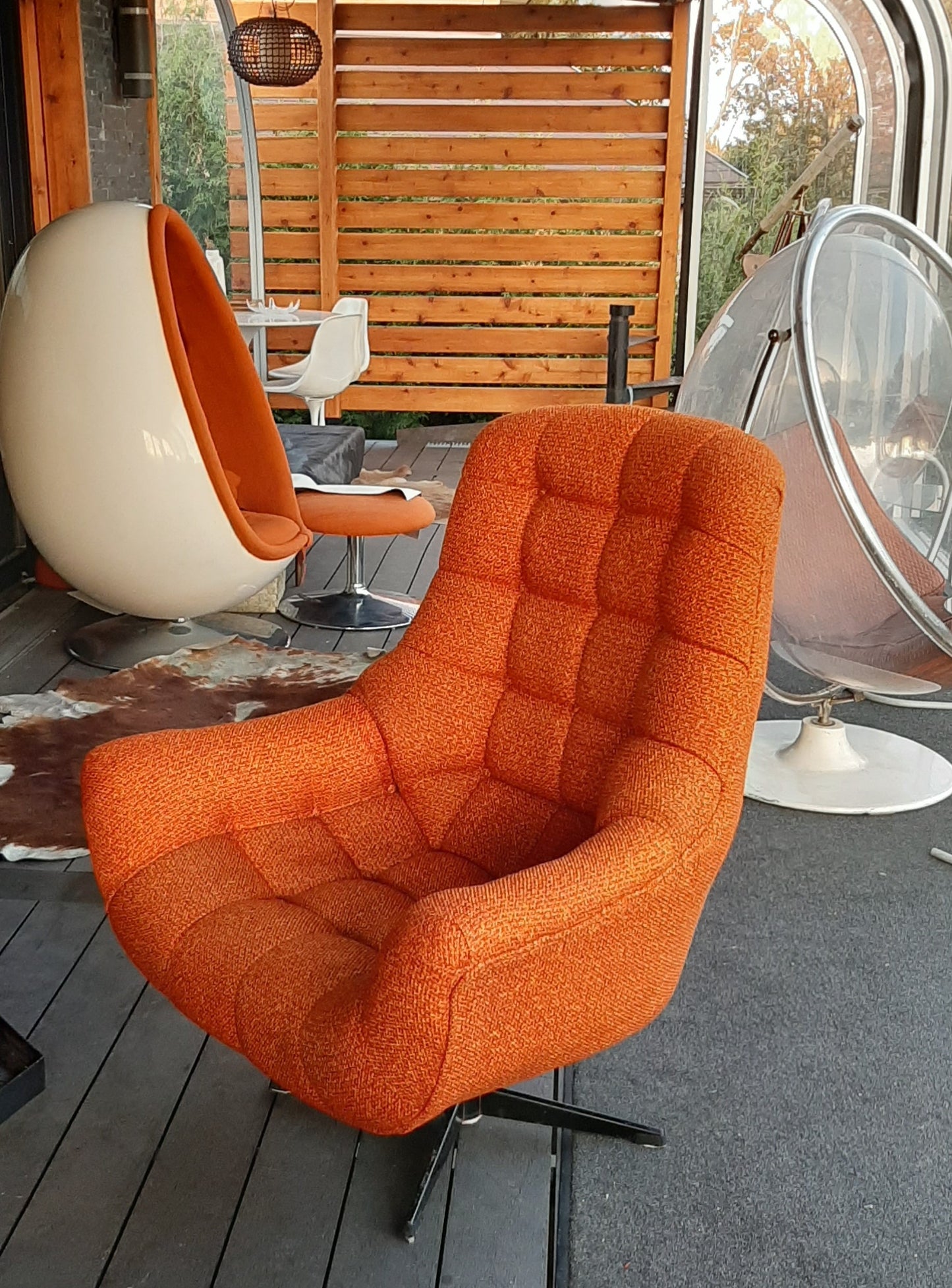 Vintage MCM Frank Doerner Faultless Reupholstered Swivel Lounge Chair, Perfect - Mid Century Modern Toronto