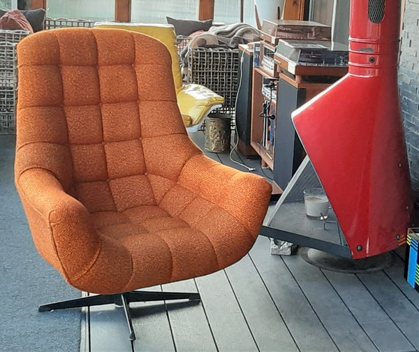 Vintage MCM Frank Doerner Faultless Reupholstered Swivel Lounge Chair, Perfect - Mid Century Modern Toronto