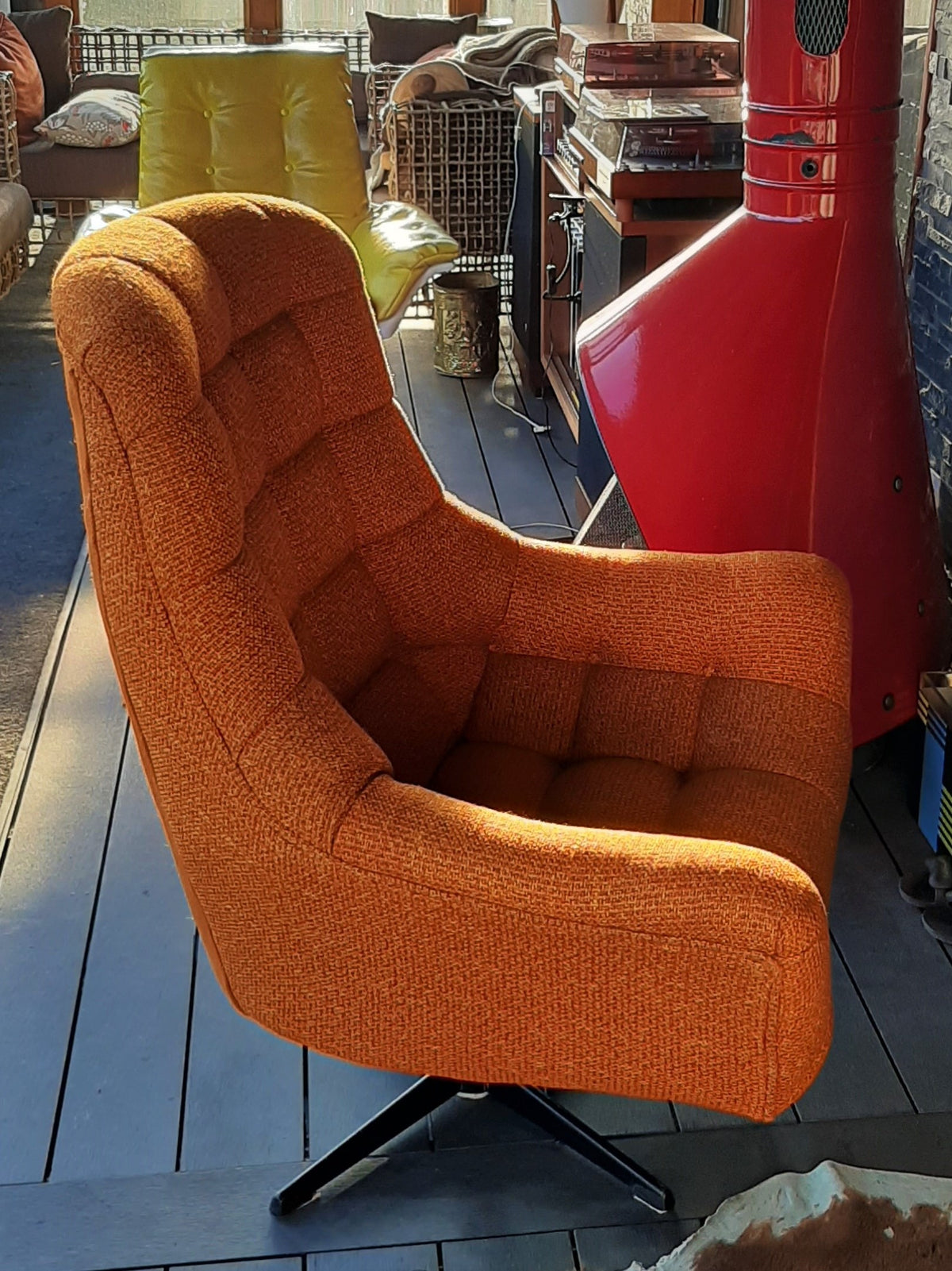Vintage MCM Frank Doerner Faultless Reupholstered Swivel Lounge Chair, Perfect - Mid Century Modern Toronto