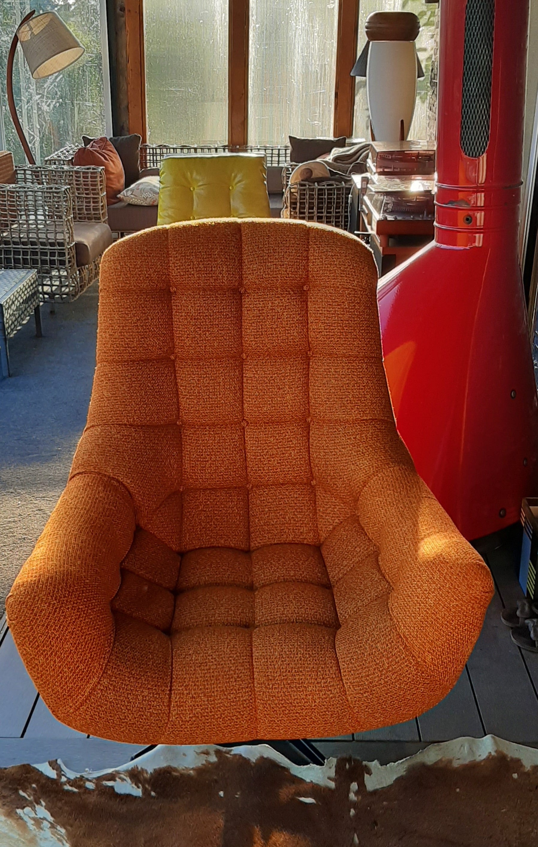 Vintage MCM Frank Doerner Faultless Reupholstered Swivel Lounge Chair, Perfect - Mid Century Modern Toronto