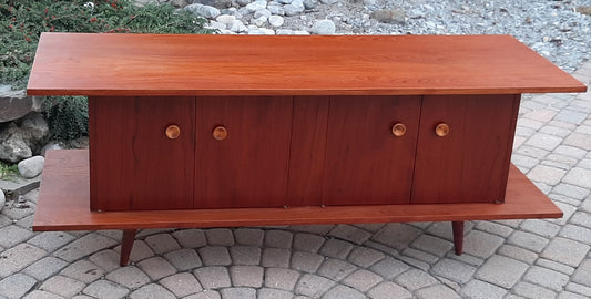 REFINISHED MCM Teak TV Media Entertainment Console, 5 ft, PERFECT - Mid Century Modern Toronto