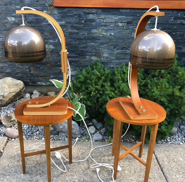 A pair of bedside Danish Mid Century Modern Teak lamps - Mid Century Modern Toronto