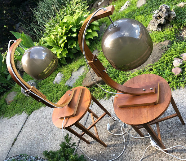 A pair of bedside Danish Mid Century Modern Teak lamps - Mid Century Modern Toronto