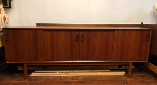 NOT AVAILABLE*****REFINISHED MCM Teak Credenza w 4 sliding doors 86" - Mid Century Modern Toronto