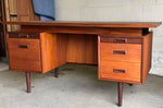 REFINISHED MCM Executive Teak Desk with Floating Top, Free Standing by RS Associates - Mid Century Modern Toronto 3