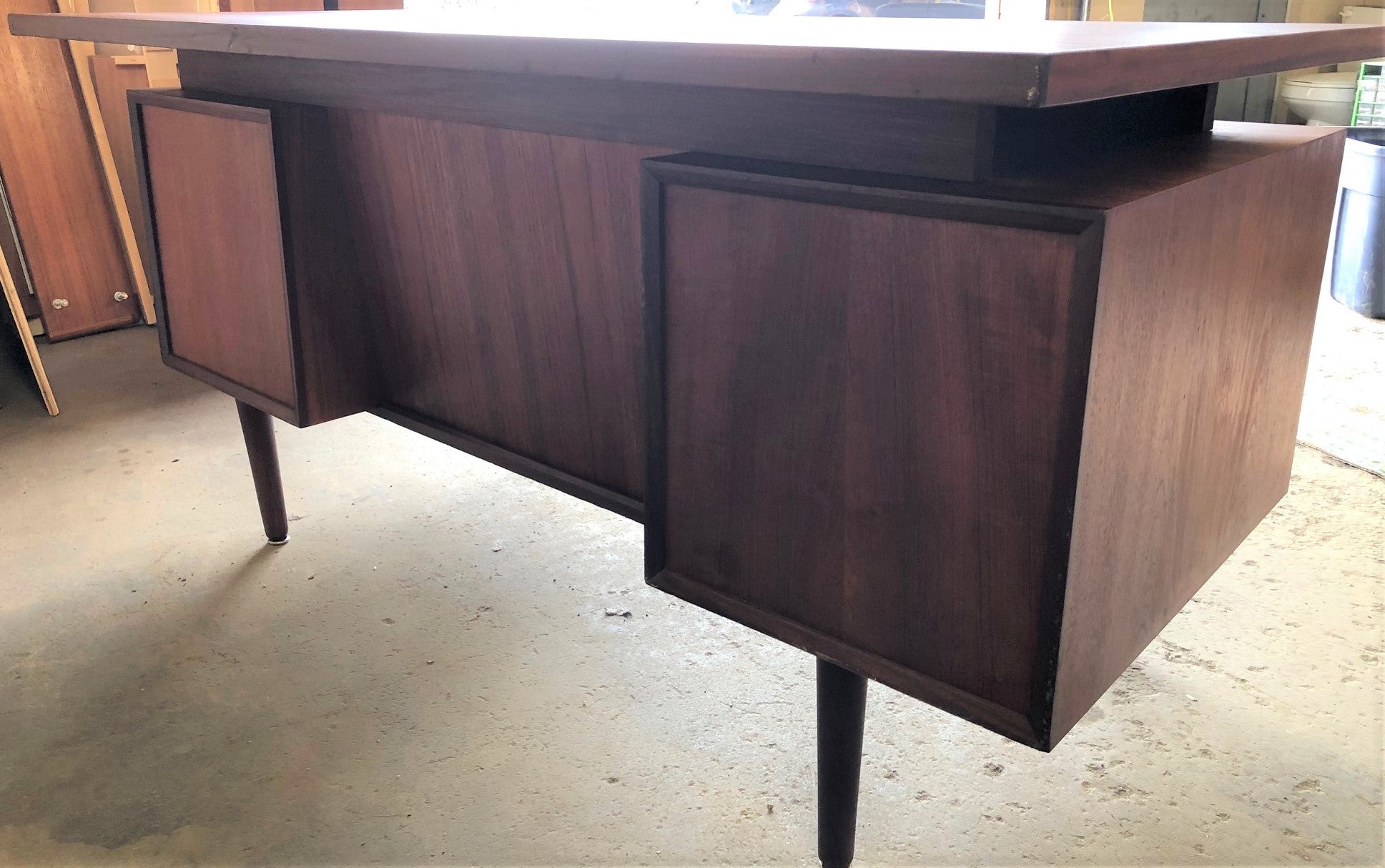 REFINISHED MCM Executive Teak Desk with Floating Top, Free Standing by RS Associates - Mid Century Modern Toronto