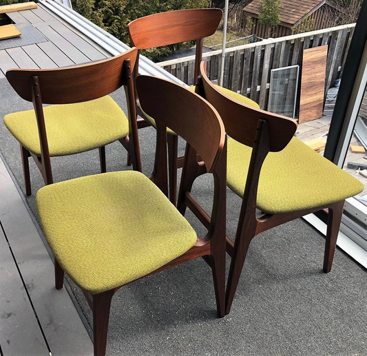 4 MCM Teak Chairs by Punch Design RESTORED, PERFECT, includes custom UPHOLSTERY, each $275 - Mid Century Modern Toronto