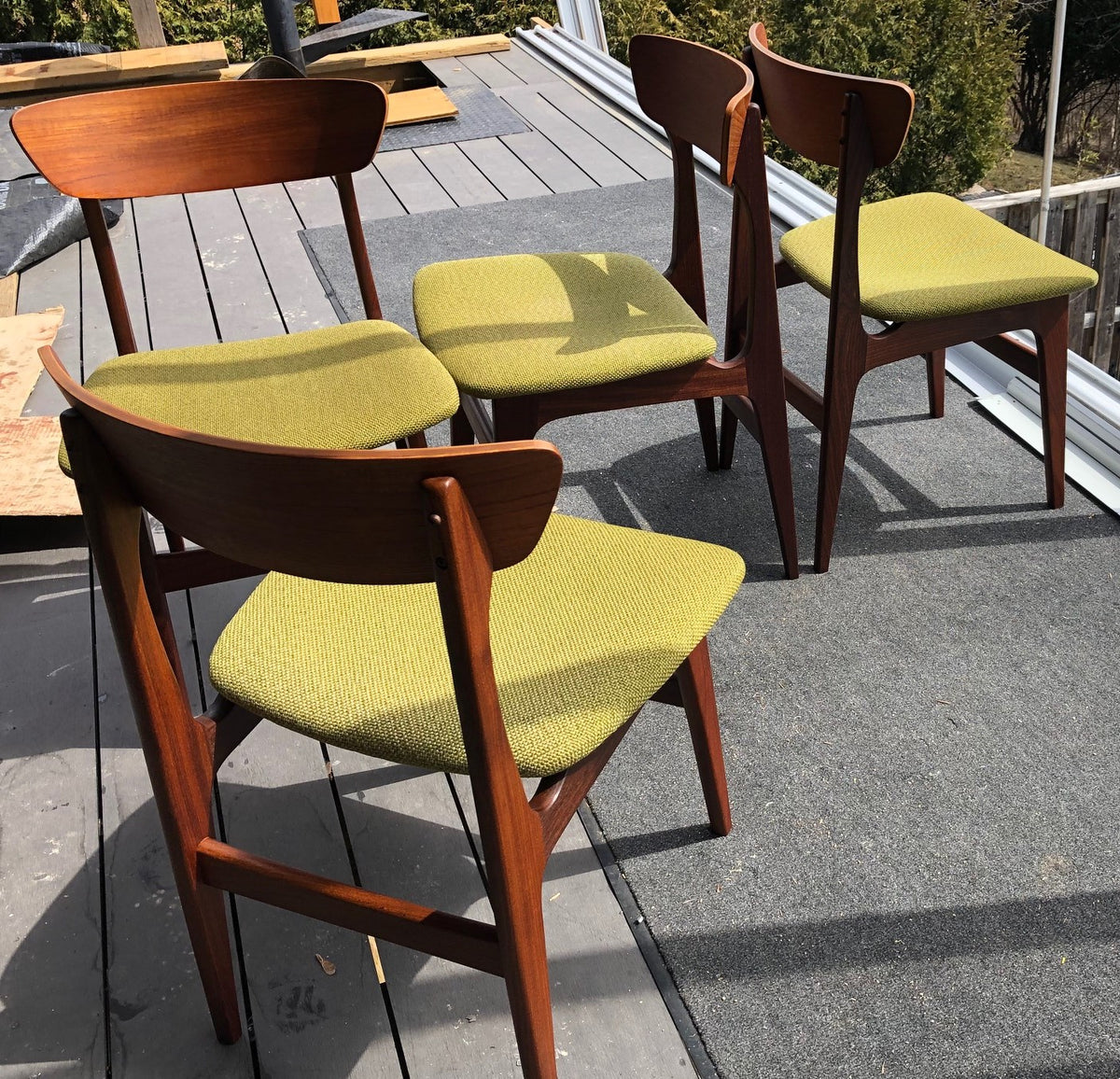 4 MCM Teak Chairs by Punch Design RESTORED, PERFECT, includes custom UPHOLSTERY, each $275 - Mid Century Modern Toronto