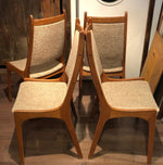 4 MCM Teak high-back chairs REFINISHED custom REUPHOLSTERED in black leatherette for Ted Gzebb - Mid Century Modern Toronto 1