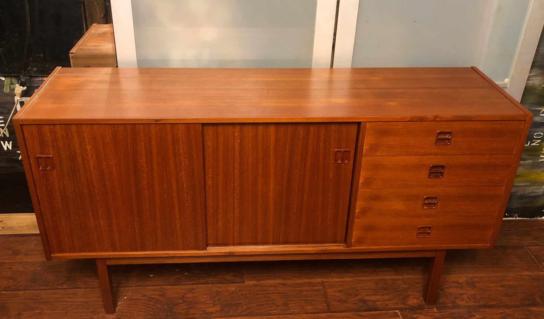 NOT AVAILABLE *****REFINISHED MCM Teak Sideboard Credenza Narrow 59" - Mid Century Modern Toronto