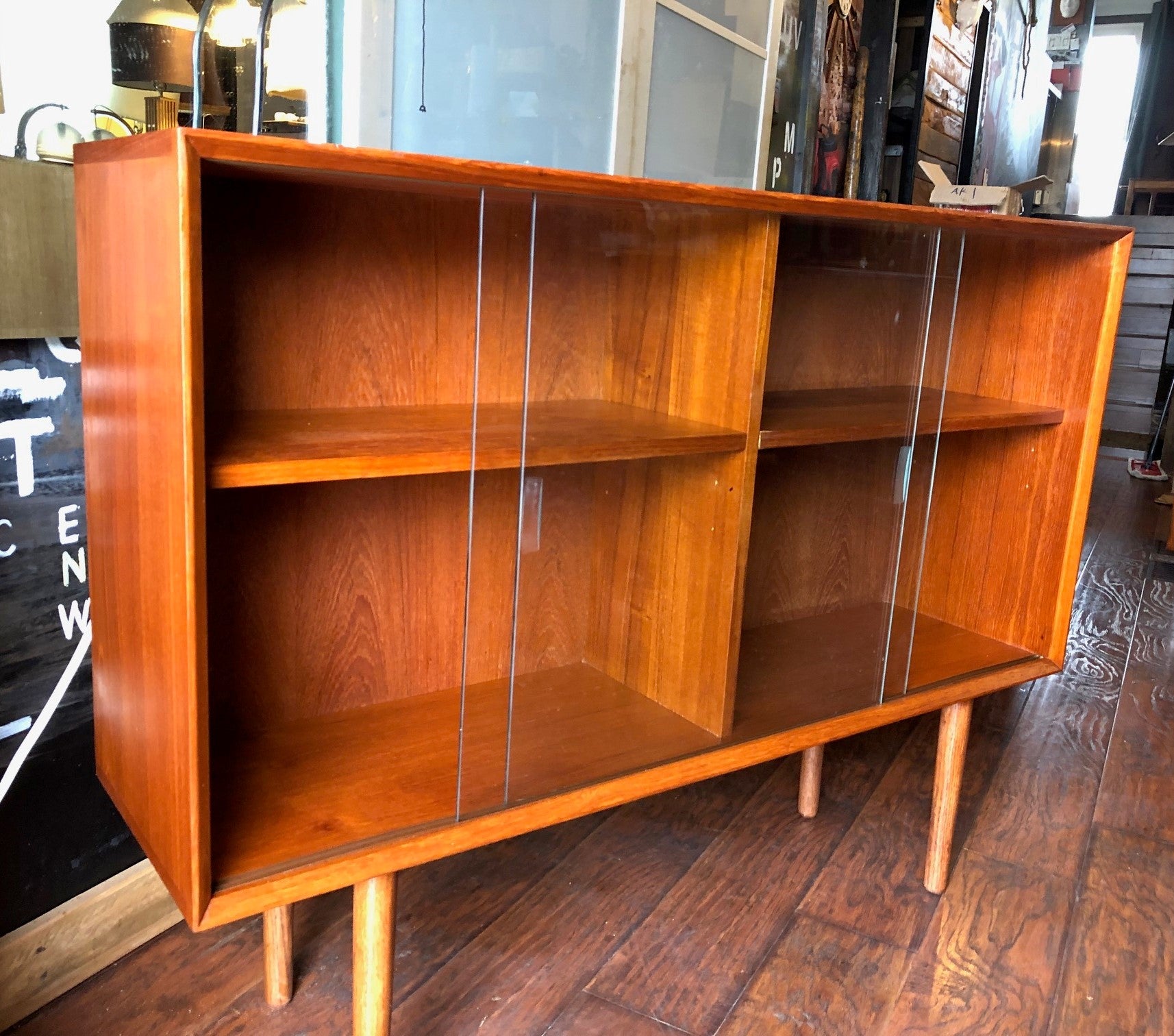 REFINISHED Danish MCM Teak Bookcase Display 4f, perfect - Mid Century Modern Toronto