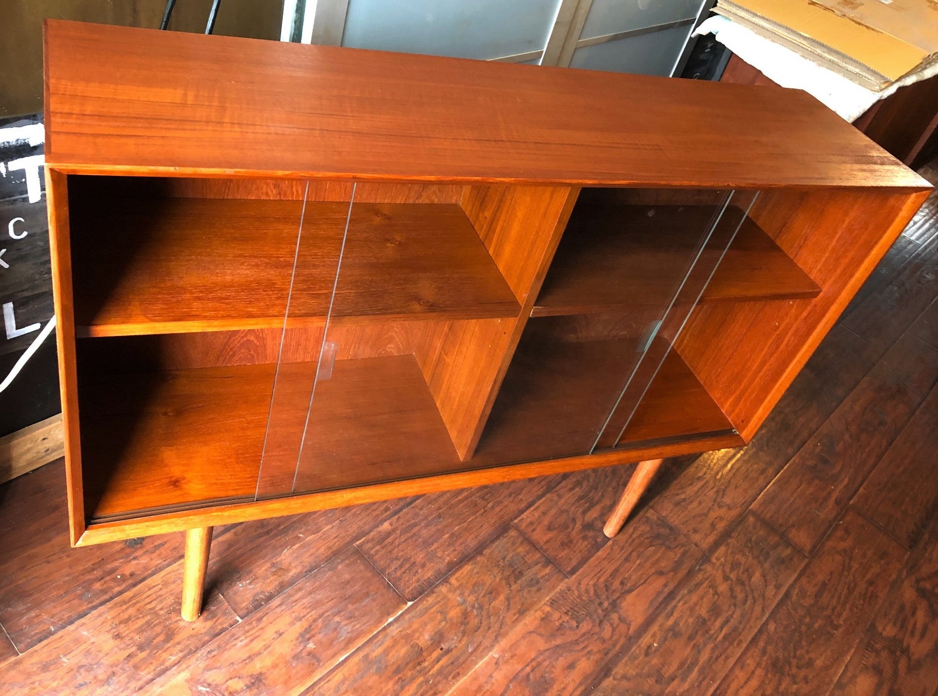 REFINISHED Danish MCM Teak Bookcase Display 4f, perfect - Mid Century Modern Toronto