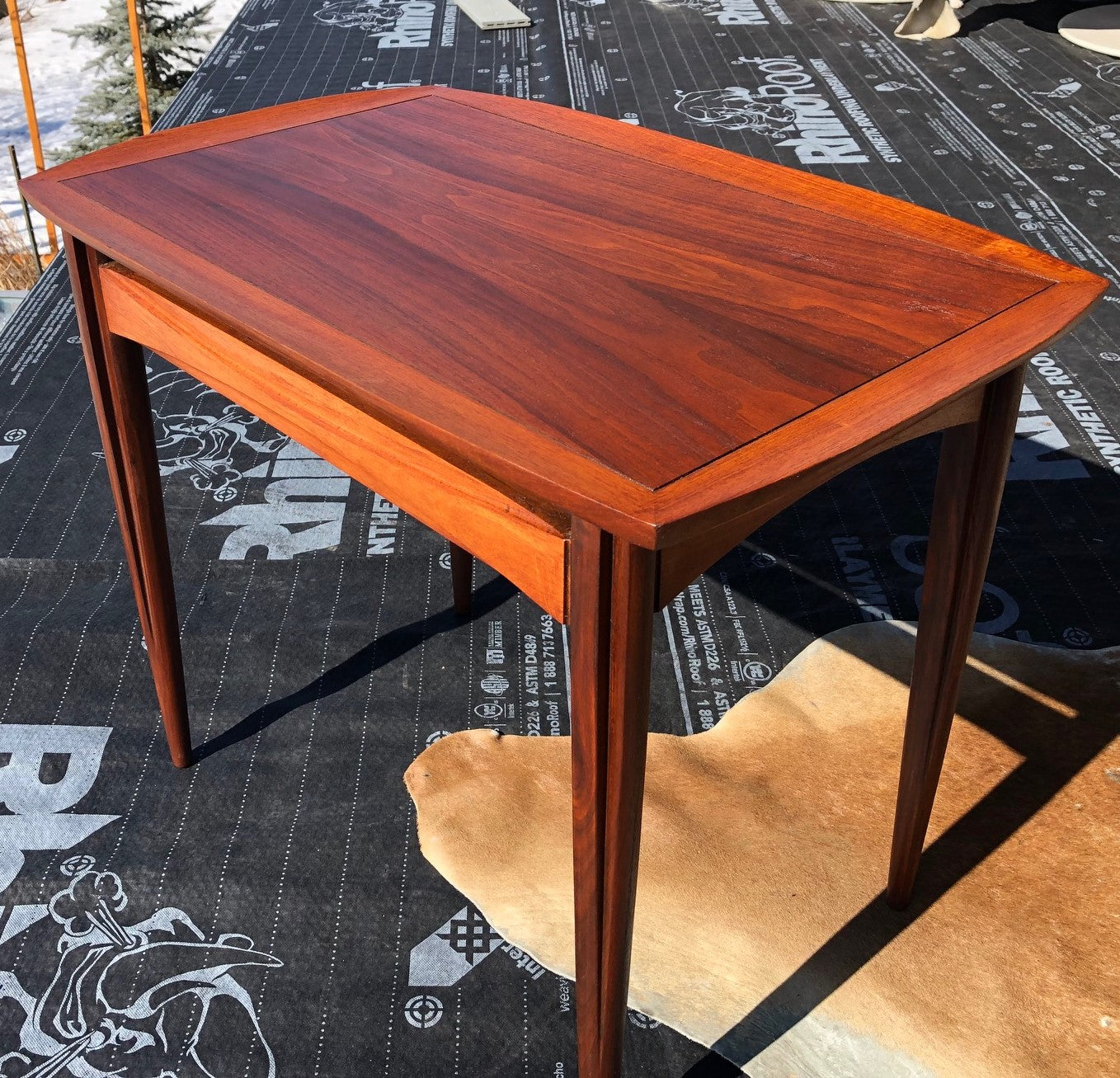 REFINISHED set of 2 MCM Walnut Accent Tables, PERFECT, treated for durability - Mid Century Modern Toronto