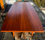 DEPOSIT 50% ****REFINISHED MCM Walnut dining or boardroom table boat shaped by Jens Risom 8ft, PERFECT, treated for durability - Mid Century Modern Toronto 1