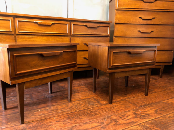 MCM Walnut Bedroom SET: Dresser 9 drawers, Tallboy 5 drawers, 2 Night Stands - Mid Century Modern Toronto