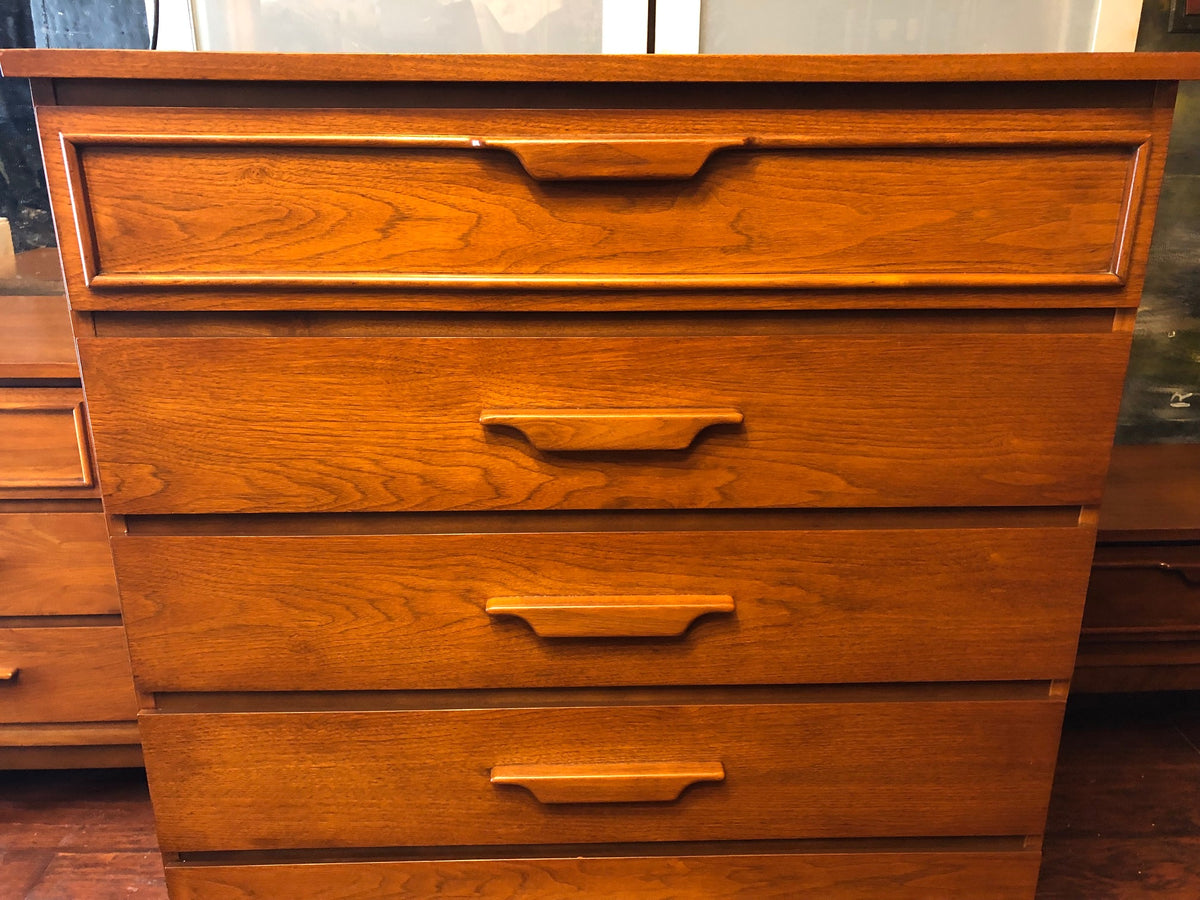 MCM Walnut Bedroom SET: Dresser 9 drawers, Tallboy 5 drawers, 2 Night Stands - Mid Century Modern Toronto