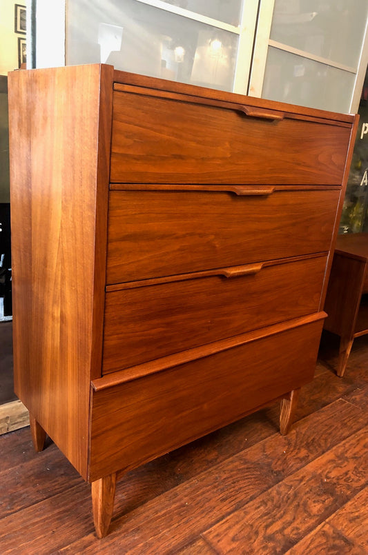 REFINISHED MCM Walnut Highboy Dresser 4 Drawers PERFECT - Mid Century Modern Toronto