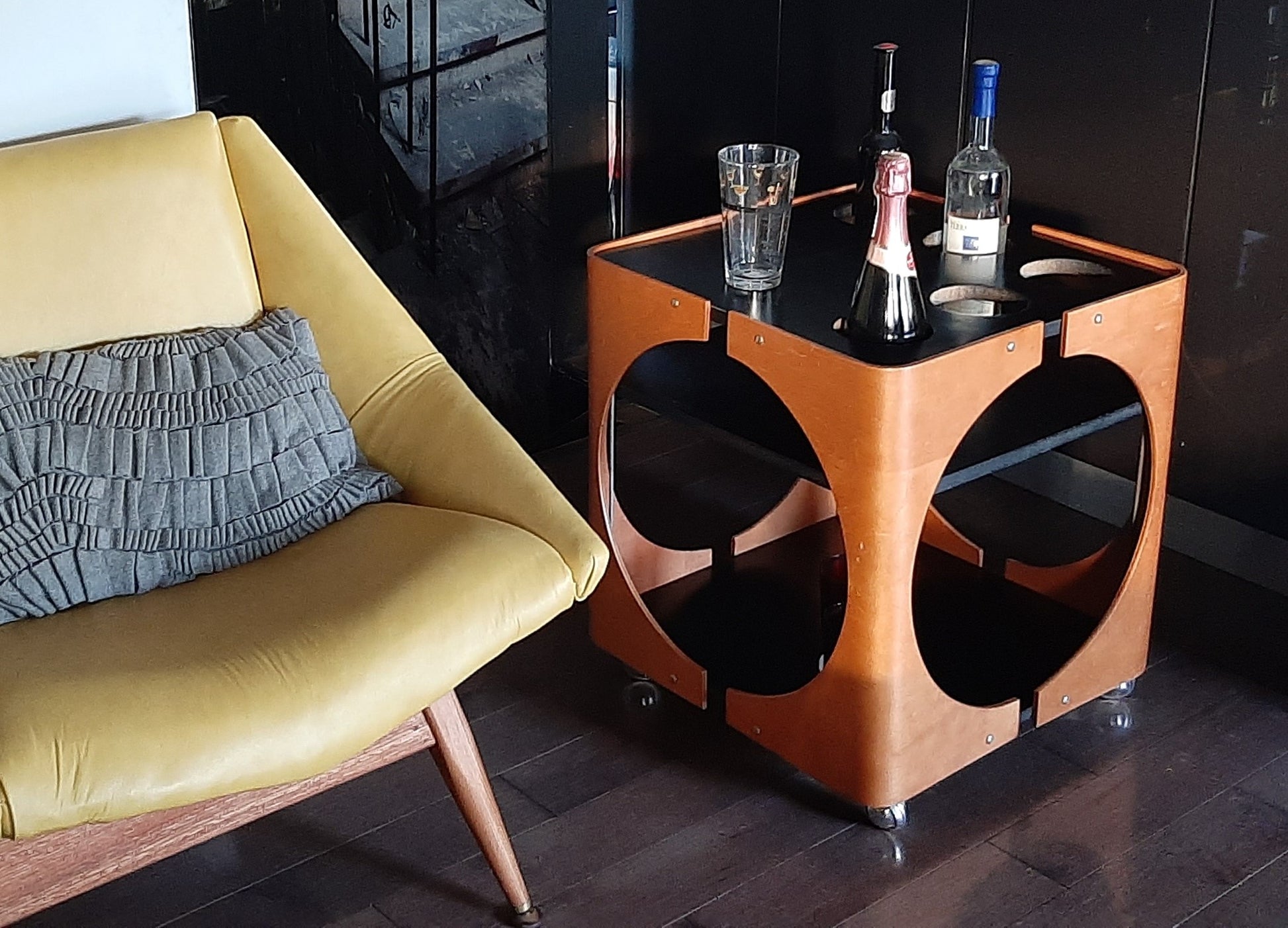 ON HOLD - Mid Century Modern  Bar Cart Serving Trolley, compact - Mid Century Modern Toronto