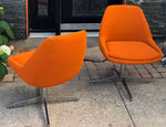 Set of 2 Vintage MCM  Reupholstered Swivel Lounge Chairs, Orange Wool, Perfect - Mid Century Modern Toronto 2