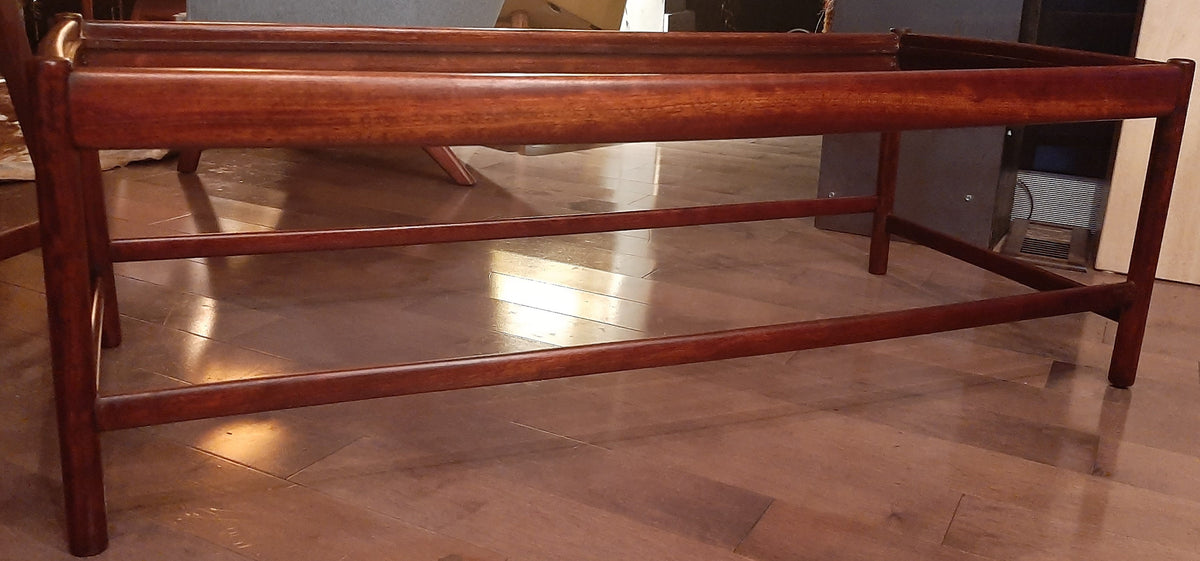 RESERVED for K. ***REFINISHED MCM Solid Rosewood Coffee Table with a glass insert top, PERFECT - Mid Century Modern Toronto